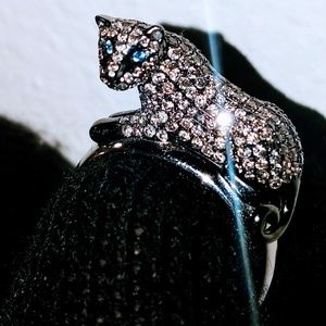 Diamond Cocktail Panther Ring in 14K White Gold